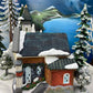Christmas Village Church with Stained Glass Window. Illuminated House of Worship. Holiday Decor. Christmas Celebration.