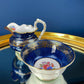 Vintage Aynsley Creamer and Sugar Bowl.  Blue and Gold, with Hand Painted Bouquet of Flowers. Fine Bone China.
