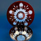 Vintage Bohemian Glass Crystal Serving Bowl and Plate. Set of Two Hand Cut Ruby Crystal Serving Dishes. Collectible Czech Glass.