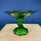 Green Glass Compote Shaped Like a Tree. Vintage Footed Serving Dish with Stem Shaped like a Tree Trunk. Fruit Stand. Table Centerpiece.