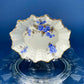 Antique Porcelain Berry Bowls in Blueberry Motif. Set of Two Small Serving Plates by Embassy Ware, Fondeville, England. Scalloped Rim.
