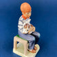 Get Well Soon Porcelain Figurine of Boy Holding Sick Dog. Inspired by Norman Rockwell's Saturday Evening Post Cover: "At the Vets."
