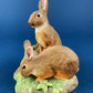 Hand-Painted Porcelain Bunny Family Figurine, RW OM, Easter Decor