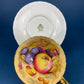 Vintage Tea Cup & Saucer. Aynsley Fine Bone China. Beautiful Fruit Motif: Peaches, Plums, Berries. Collectible Tea Set. Gift for Him or Her.