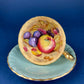 Vintage Tea Cup & Saucer. Aynsley Fine Bone China. Beautiful Fruit Motif: Peaches, Plums, Berries. Collectible Tea Set. Gift for Him or Her.