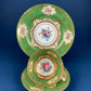 Vintage Staffordshire Tea Trio: Green, Gold, and Pink Porcelain Set