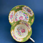 Antique Emerald Green Cup and Saucer, Occupied Japan, Floral Pattern