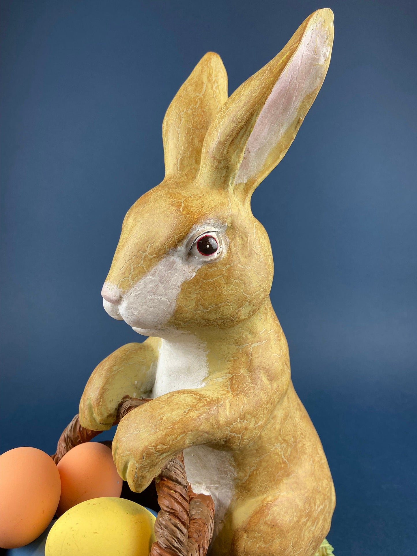 Brown Rustic Bunny Rabbit Figurine with Plead Bow. Hand-Painted Easter Display. Spring Celebration. Modern Farmhouse. Dining Room Decor.