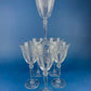 Etched Crystal Large Goblets. Set of 6 Oversized, Wine or Water Glassware. Persian Motif with Lotus. Collectible Stemware.