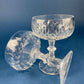 Cut Crystal Champagne Glasses. Geometrical Motif. Set of 7 Stemware. Incredible Shimmer & Ping. Wedding Gift. Housewarming Celebration.