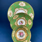 Vintage Staffordshire Tea Trio: Green, Gold, and Pink Porcelain Set