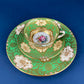 Antique Emerald Green Cup and Saucer, Occupied Japan, Floral Pattern