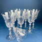 Cut Crystal Champagne Glasses. Geometrical Motif. Set of 7 Stemware. Incredible Shimmer & Ping. Wedding Gift. Housewarming Celebration.