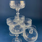 Cut Crystal Champagne Glasses. Geometrical Motif. Set of 7 Stemware. Incredible Shimmer & Ping. Wedding Gift. Housewarming Celebration.