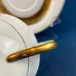Antique Royal Jackson Tea Cup and Saucer: Cream Porcelain with Gold Band