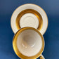 Antique Royal Jackson Tea Cup and Saucer: Cream Porcelain with Gold Band