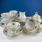 24 Piece Porcelain Dinner Set. Castleton Gloria. Beautiful Neutral Hand Painted Roses. 5 Dinner, Salad, Dessert Plates, Berry Bowls, 4 Cups.