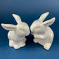 Family of White Porcelain Bunnies with Pink Ears & Eyes. 5 Small Figurines. Home Kids Room Decor. Easter Display. Gift for Him or Her.