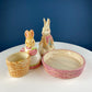Porcelain Mom Bunny Figurine. Hand-Painted Girl Rabbit Wearing Apron and Carrying Basket. Vintage Easter Display. Kids Room.