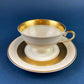 Antique Royal Jackson Tea Cup and Saucer: Cream Porcelain with Gold Band