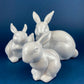 Family of White Porcelain Bunnies with Pink Ears & Eyes. 5 Small Figurines. Home Kids Room Decor. Easter Display. Gift for Him or Her.