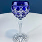 Bohemian Crystal Sweet Wine or Cordial Glasses. Set of Five Sapphire to Clear Cut Crystal Stemware. Look Like Jewels. Luxury Living.