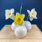 White, Porcelain Modern Vases. Set of Three Sperical Vases with Small Mouths and Fluting. Perfect for Breakfast Tray. Minimal Home Decor.
