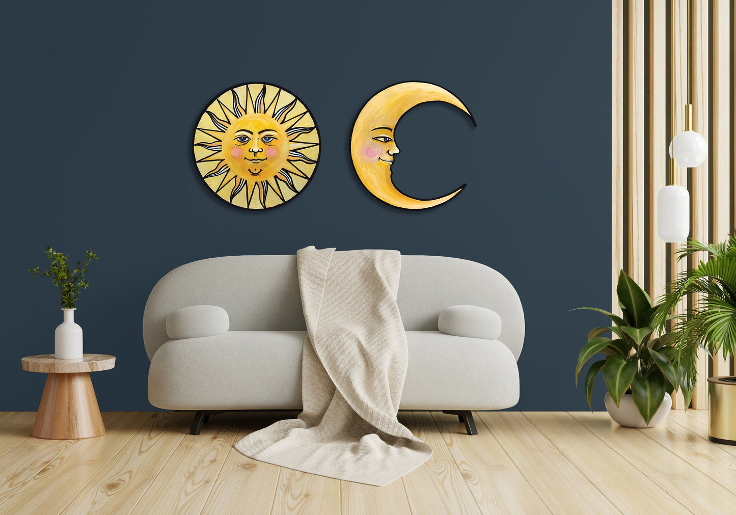 Sun Wall Art Ready to Hang 20" Smiling Yellow Sun Wall Decor