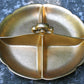 Pickard Divided Bowl with Embossed Rose and Daisy Pattern Over 24 Karat Gold