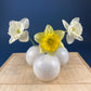White, Porcelain Modern Vases. Set of Three Sperical Vases with Small Mouths and Fluting. Perfect for Breakfast Tray. Minimal Home Decor.