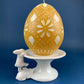 White Porcelain, Cupcake Sized Stand. Climbing Bunnies Detail. Rabbit Themed Table Accessories. Candy Dish, Candle Holder, Modern Farmhouse.