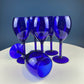 Cobalt Blue Wine Glasses.  Set of Six Stemware. Dark Blue Modern Glasses. Holiday Celebration.