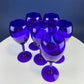 Cobalt Blue Wine Glasses.  Set of Six Stemware. Dark Blue Modern Glasses. Holiday Celebration.