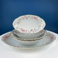 Antique Porcelain Serving Dishes. Set of Five Hutschenreuter Platters and Bowls with Pink Rose Garlands Motif.