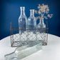 Collection of Rustic, Clear Glass Jars & Bottles with Metal Wire Baskets. Three Sets of Flower Vases or Candle Holders. Modern Farmhouse.