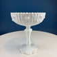 Milk Glass Floral Footed Bowl with Salloped Rim. White Compote with 3-D Roses. Serving Dish for Fruit or Nuts Bowl. Bedroom Console Decor.