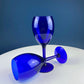 Cobalt Blue Wine Glasses.  Set of Six Stemware. Dark Blue Modern Glasses. Holiday Celebration.
