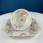 Antique Porcelain Bullion Bowls with Matching Square, 8.5" Dinner Plates. Set of 6. Flower Garlands, Sylvia by F&B Baronet China, Bohemia.