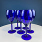 Cobalt Blue Wine Glasses. Set of Four Stemware. Dark Blue Modern Design. Holiday Celebration. Home Dining Room Decor. Gift for Him or Her.