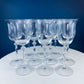 Clear Crystal Wine Goblets with Frosted Leaf Ball on the Stems. Stunning Sasaki Isabelle 8" Glassware. Long Ping. Set Of 10.