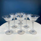 Clear Crystal Wine or Water Goblets with Frosted Leaf Ball on the Stems. Stunning Sasaki Isabelle 9" Glassware. Long Ping. Set Of 10.