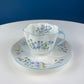 Vintage Shelley Footed Cake Stand. Hand Painted Porcelain Collectible Cake Serving Stand. Blue Bell Motif. Wedding Gift.