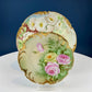 Antique 12" Serving or Decorative Plate. Hand Painted Pink Roses.  Dining Room Wall Decor or Collectible Display. Wedding Registry Gift.