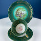 Vintage Schumann Arzberg Tea Cup Trio: Deep Green Bavarian Porcelain