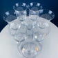 Clear Crystal Wine or Water Goblets with Frosted Leaf Ball on the Stems. Stunning Sasaki Isabelle 9" Glassware. Long Ping. Set Of 10.