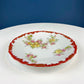 Antique Limoges Plate: Floral Roses, Indian Red Scalloped Rim