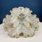 Antique Limoges Porcelain Divided Bowl: Gold Floral Motif, Scalloped Rim
