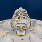 Antique Limoges Porcelain Divided Bowl: Gold Floral Motif, Scalloped Rim