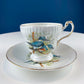Vintage Cup and Saucer with Blue Birds. Queens's Fine Bone China. Birds of America. Pair of Kingfishers. Gift for Dad, Fisherman, Bird Lover