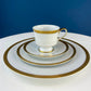 White & Gold Dish Set. Wedding Band China. Sango Spun Gold. Dinner, Salad or Dessert, Soup Plates, Sugar Bowl, Serving Dishes.